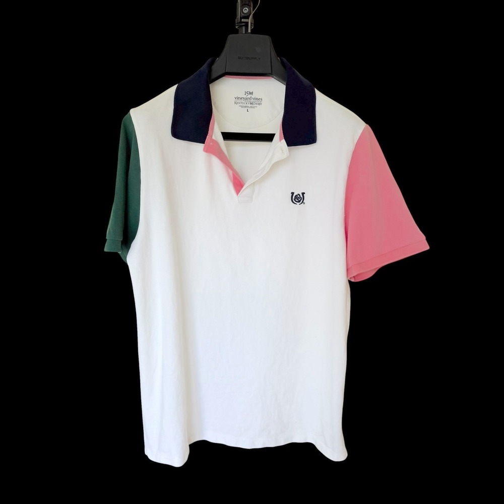 Vineyard Vines‎ Kentucky Derby 150 Polo Large Colorblock Pique 1G012704 White